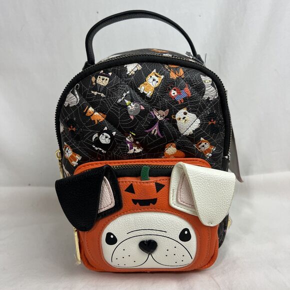 Betsey Johnson Handbags - Betsy Johnson Halloween Pumpkin Mini Backpack French Bulldog New HTF Boston Dogs